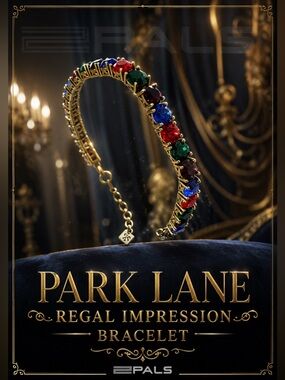 Park Lane Women’s “Regal” Tennis Impression Bracelet Crystal Gold Tone Glam